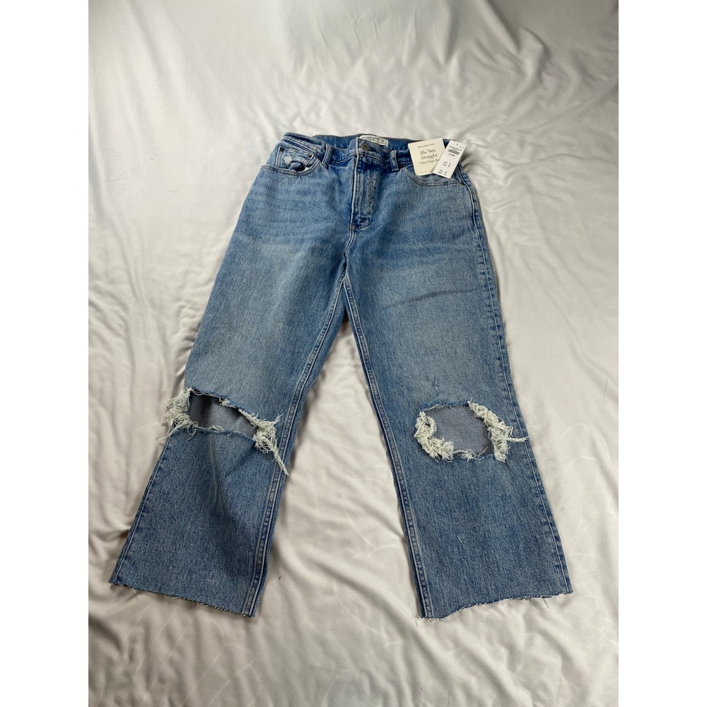 Abercrombie & Fitch The 90s Straight Ultra High Rise Distressed Jeans 29/8S Blue